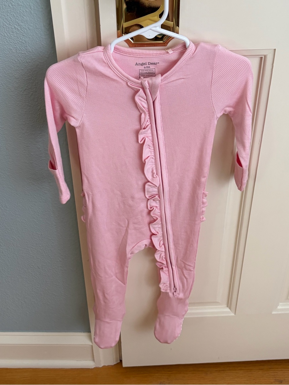 NWT Angel Dear Modal Rib Baby Pink Ruffle Footed One-Piece Pajama